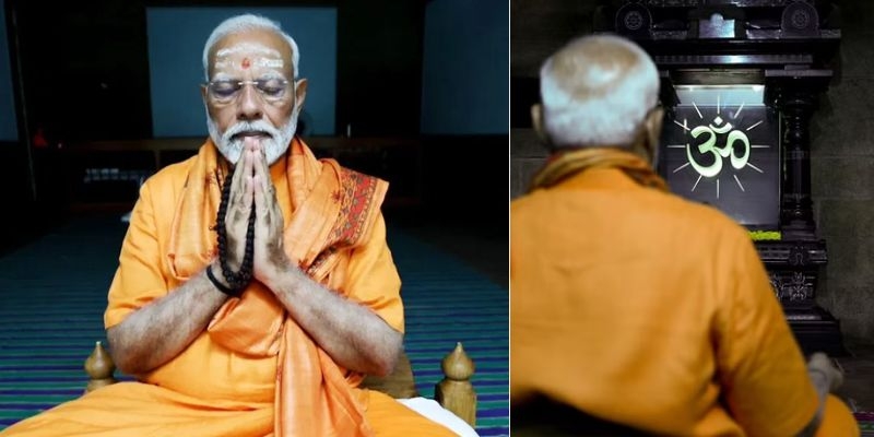 Narendra Modi meditating in kanyakumari